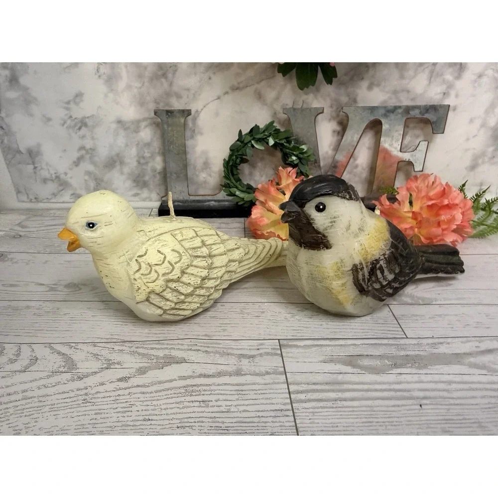 Wax Candles Chickadee And‎ Dove Birds Winter Woodland Series By Russ Berrie NWT